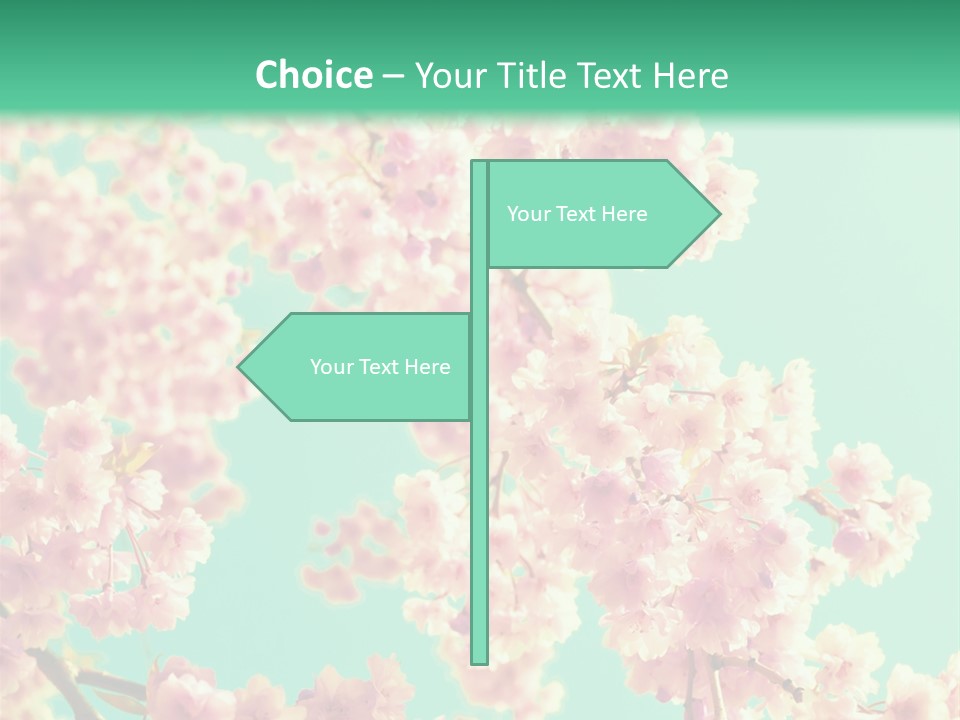 Pink Flowers On A Green Background Powerpoint Template PowerPoint Template