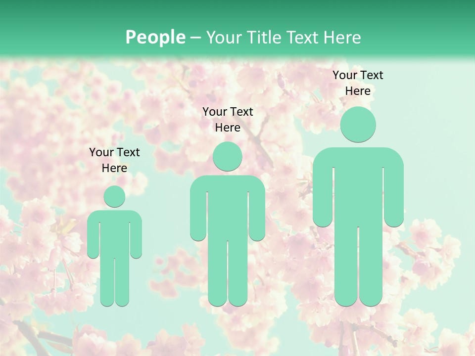 Pink Flowers On A Green Background Powerpoint Template PowerPoint Template