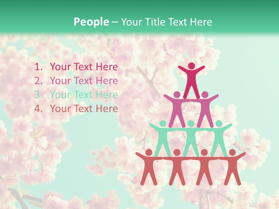 Pink Flowers On A Green Background Powerpoint Template PowerPoint Template