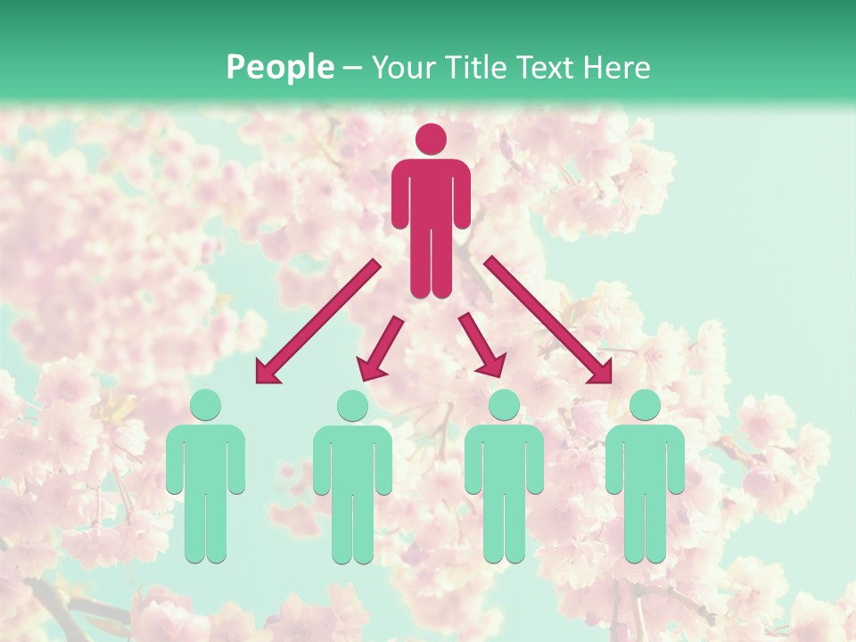 Pink Flowers On A Green Background Powerpoint Template PowerPoint Template