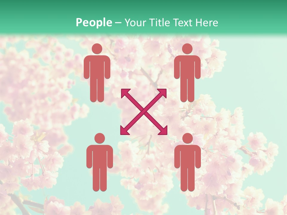 Pink Flowers On A Green Background Powerpoint Template PowerPoint Template