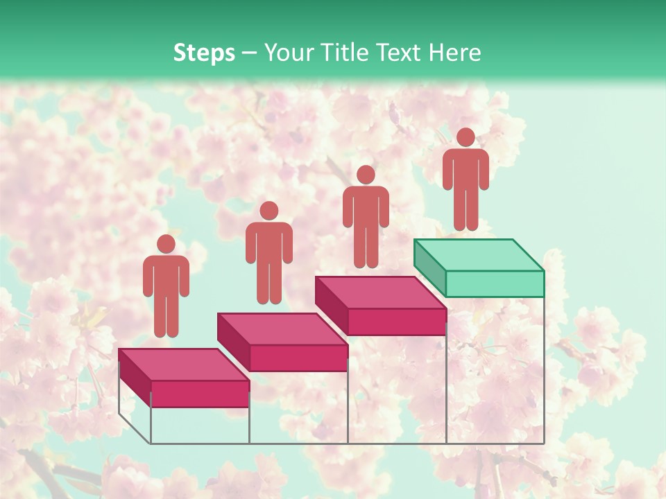 Pink Flowers On A Green Background Powerpoint Template PowerPoint Template