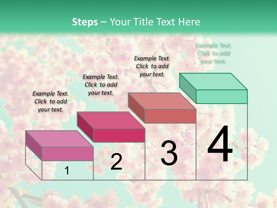 Pink Flowers On A Green Background Powerpoint Template PowerPoint Template