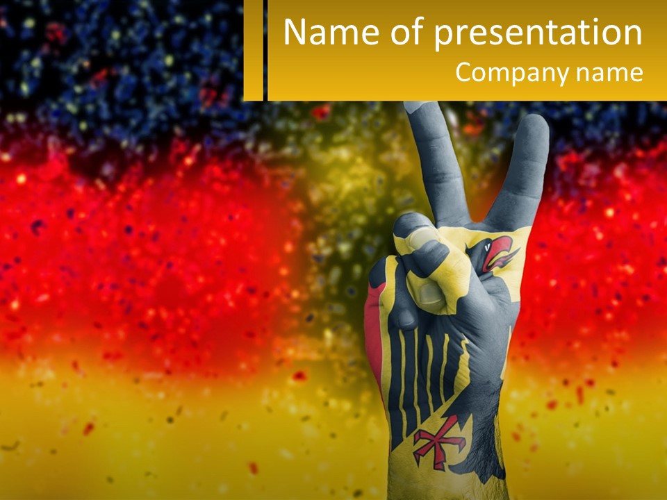 A Hand With A Peace Sign Painted On It PowerPoint Template