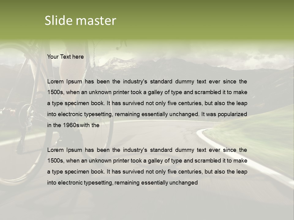 A Person Riding A Bike On A Road With Mountains In The Background PowerPoint Template