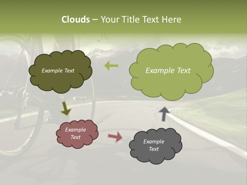 A Person Riding A Bike On A Road With Mountains In The Background PowerPoint Template