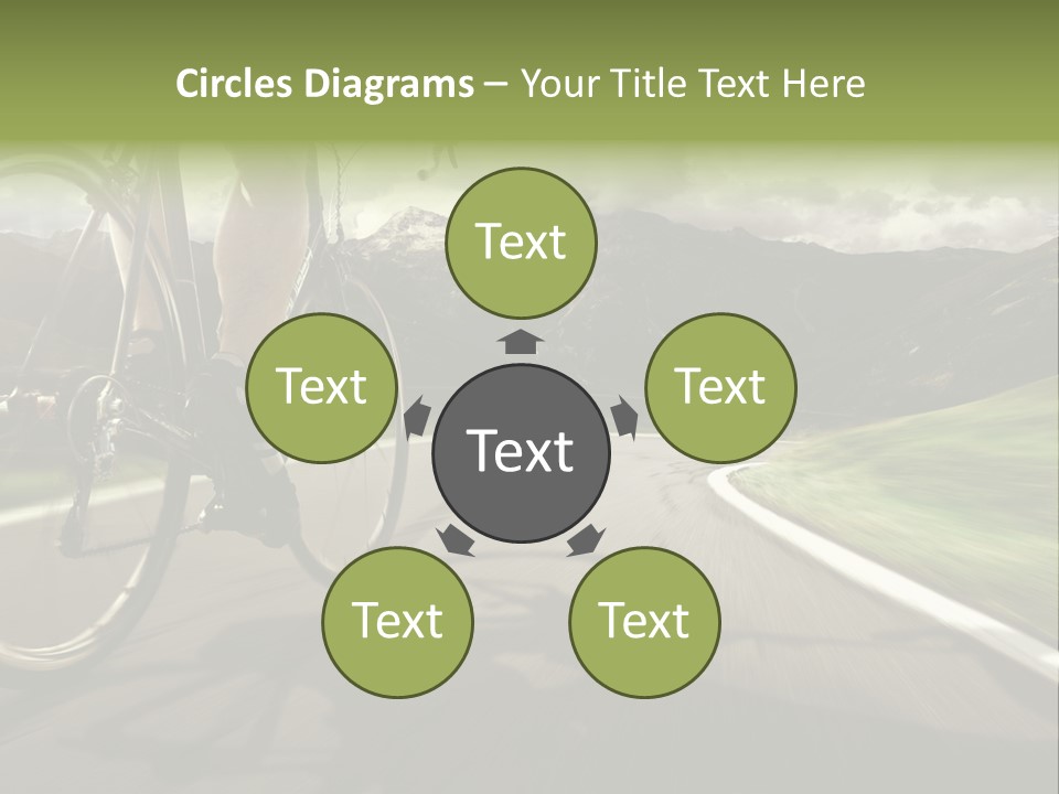 A Person Riding A Bike On A Road With Mountains In The Background PowerPoint Template