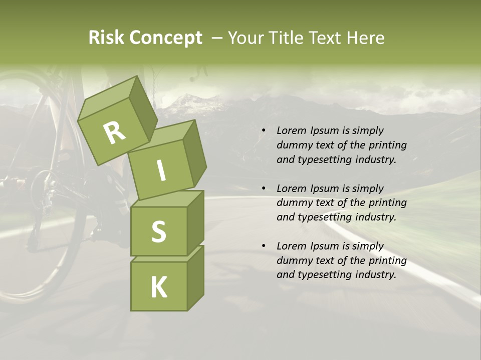 A Person Riding A Bike On A Road With Mountains In The Background PowerPoint Template