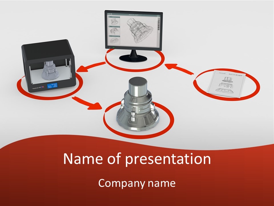 A Computer And A Printer On A Table PowerPoint Template