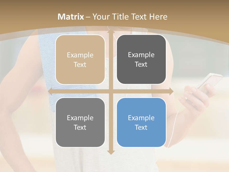 A Man With A Towel And Headphones Is Looking At His Cell Phone PowerPoint Template