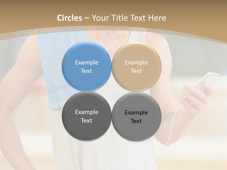 A Man With A Towel And Headphones Is Looking At His Cell Phone PowerPoint Template