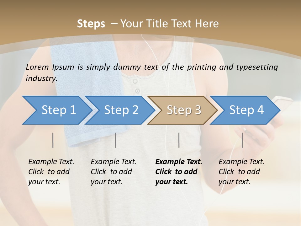 A Man With A Towel And Headphones Is Looking At His Cell Phone PowerPoint Template