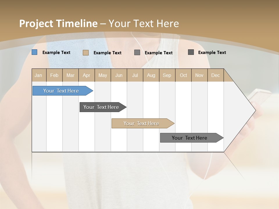 A Man With A Towel And Headphones Is Looking At His Cell Phone PowerPoint Template