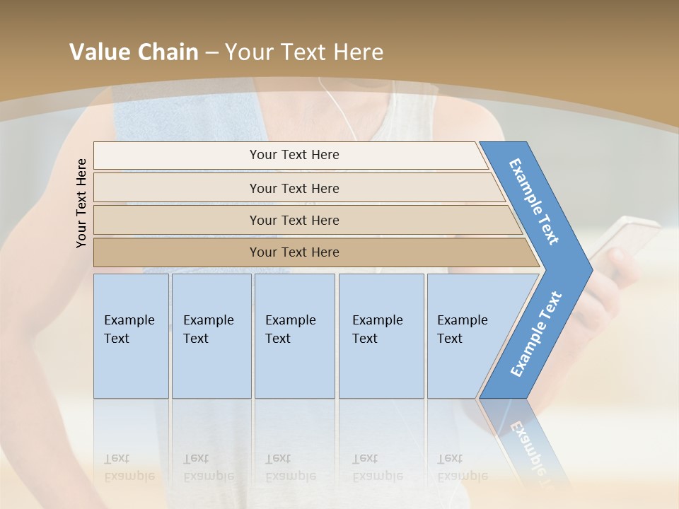 A Man With A Towel And Headphones Is Looking At His Cell Phone PowerPoint Template