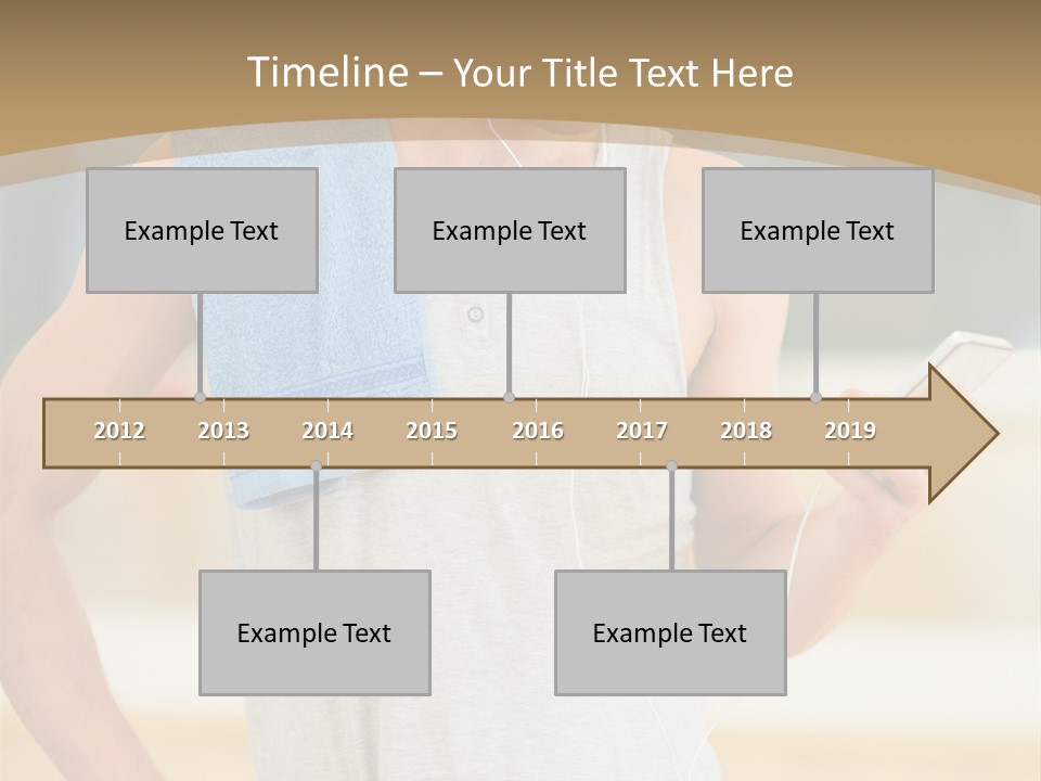 A Man With A Towel And Headphones Is Looking At His Cell Phone PowerPoint Template