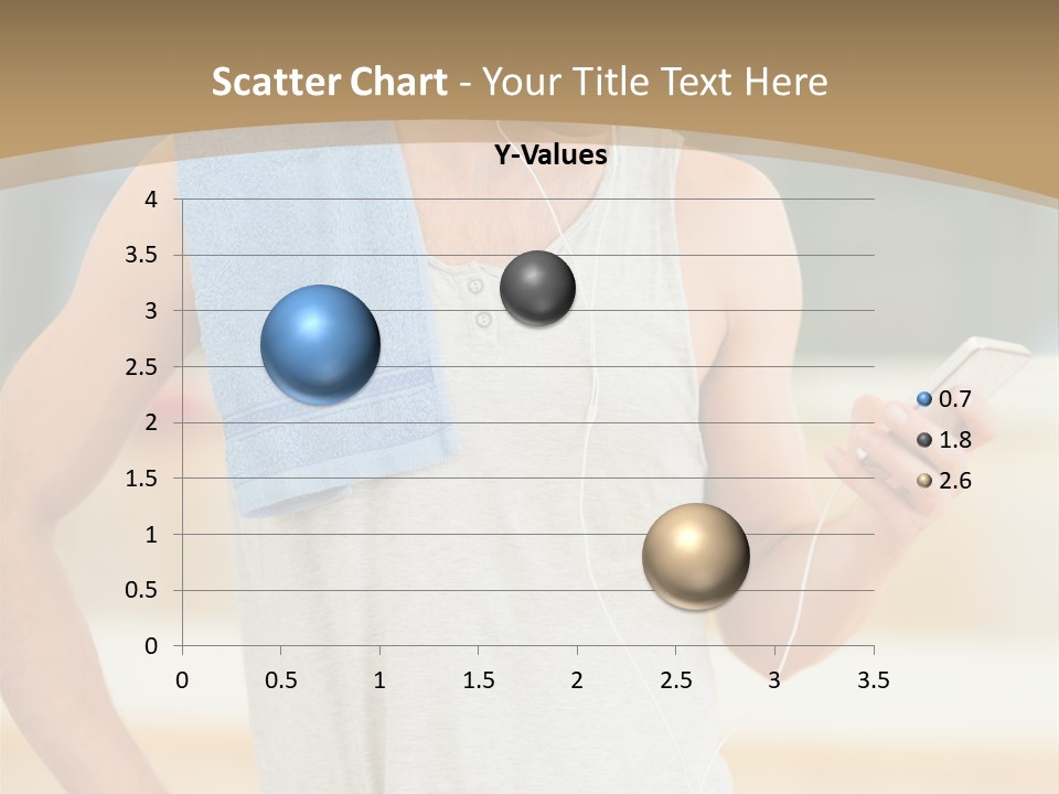 A Man With A Towel And Headphones Is Looking At His Cell Phone PowerPoint Template