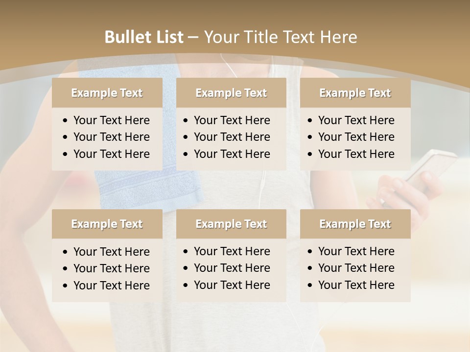A Man With A Towel And Headphones Is Looking At His Cell Phone PowerPoint Template