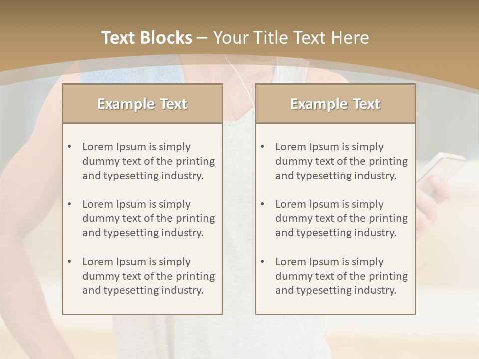 A Man With A Towel And Headphones Is Looking At His Cell Phone PowerPoint Template
