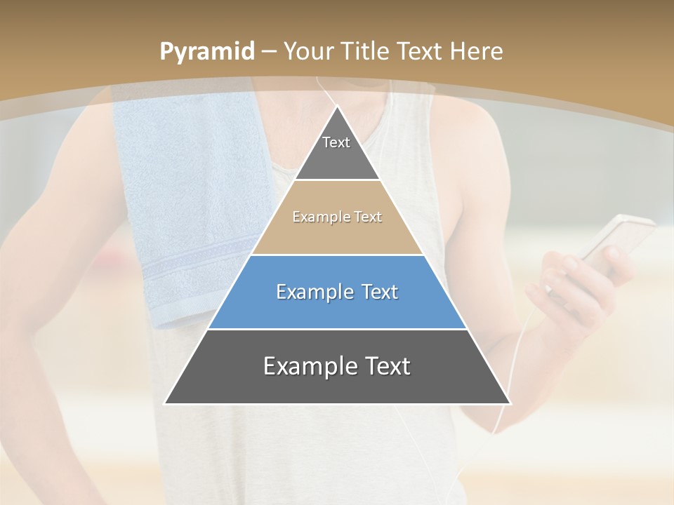 A Man With A Towel And Headphones Is Looking At His Cell Phone PowerPoint Template