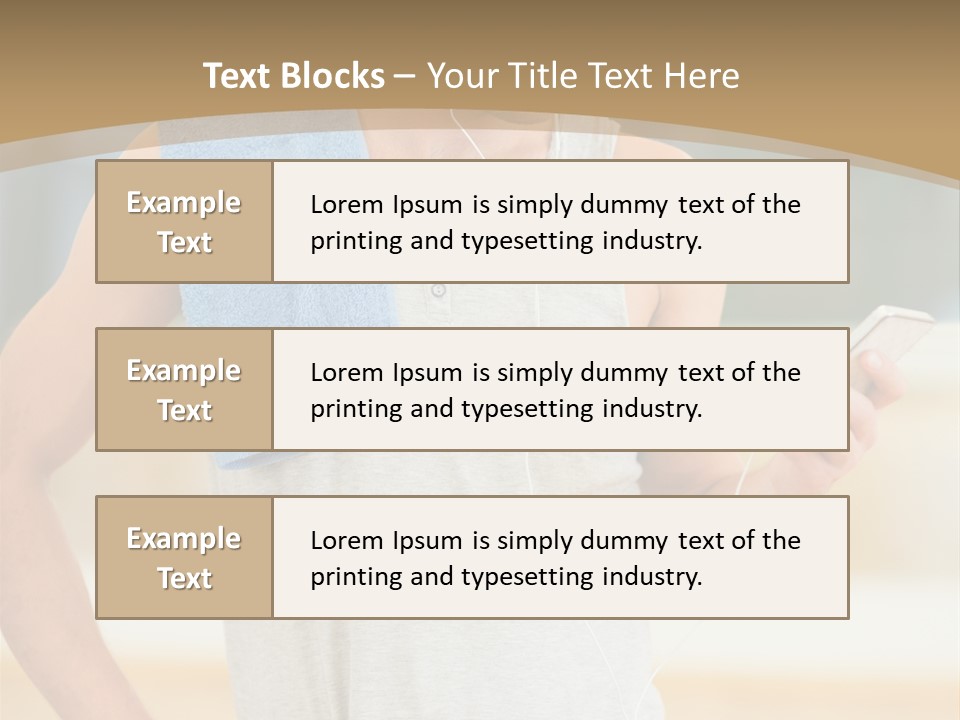 A Man With A Towel And Headphones Is Looking At His Cell Phone PowerPoint Template