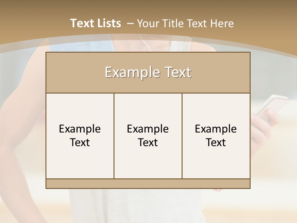 A Man With A Towel And Headphones Is Looking At His Cell Phone PowerPoint Template