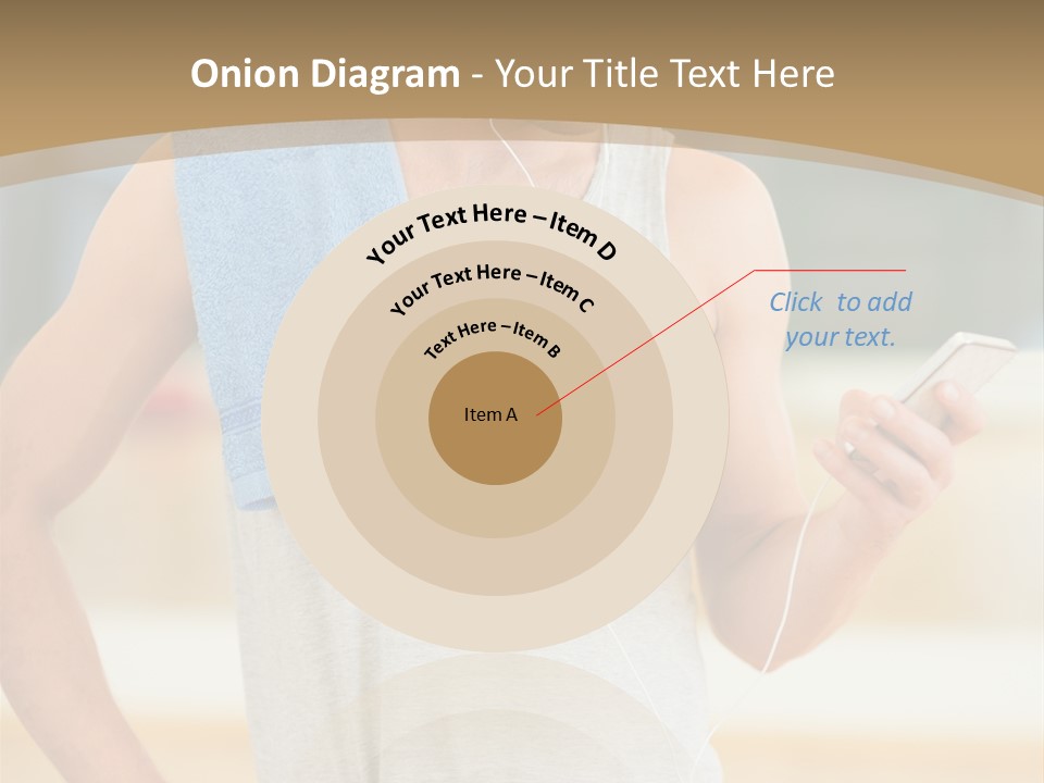 A Man With A Towel And Headphones Is Looking At His Cell Phone PowerPoint Template