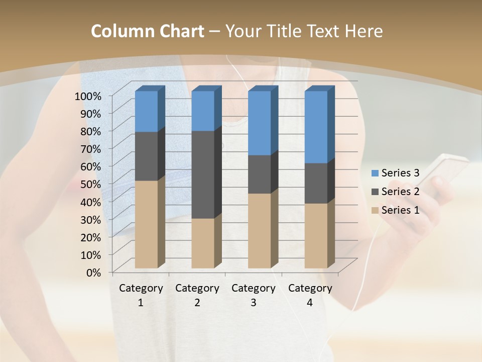 A Man With A Towel And Headphones Is Looking At His Cell Phone PowerPoint Template