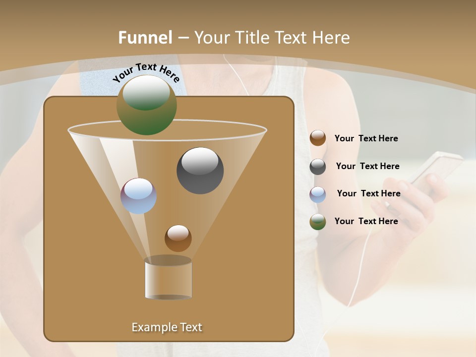 A Man With A Towel And Headphones Is Looking At His Cell Phone PowerPoint Template