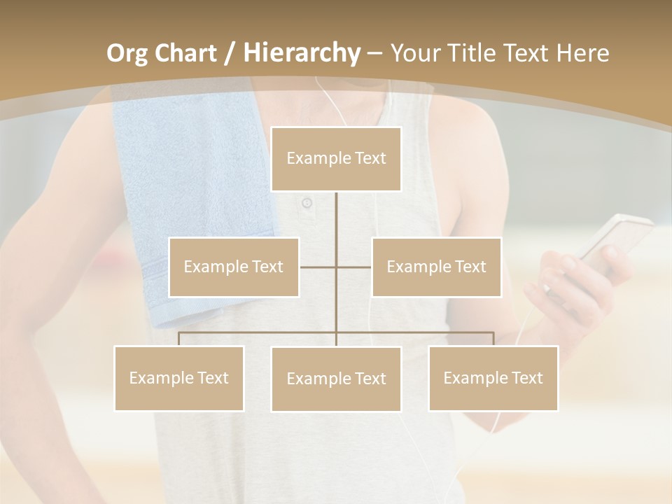 A Man With A Towel And Headphones Is Looking At His Cell Phone PowerPoint Template