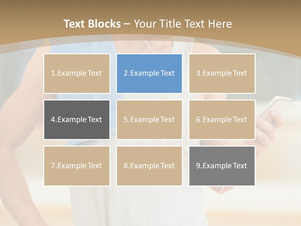 A Man With A Towel And Headphones Is Looking At His Cell Phone PowerPoint Template