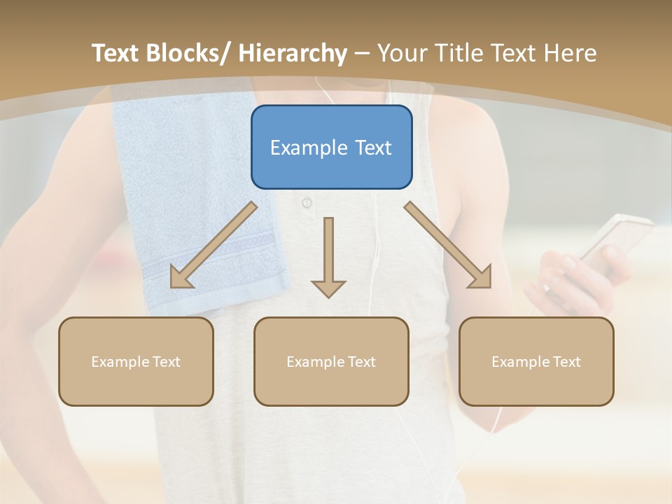 A Man With A Towel And Headphones Is Looking At His Cell Phone PowerPoint Template