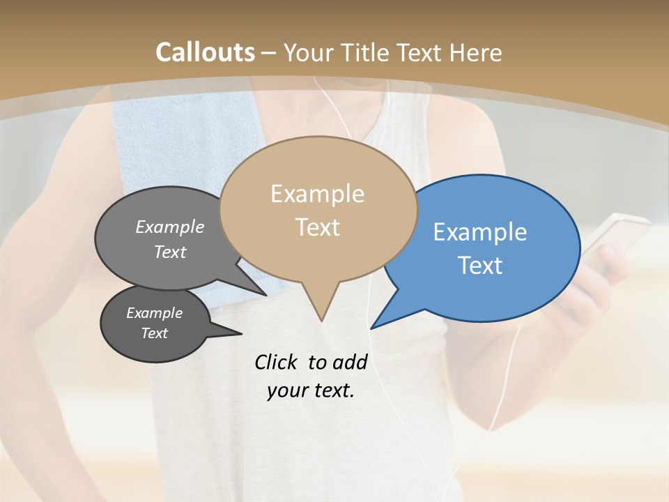 A Man With A Towel And Headphones Is Looking At His Cell Phone PowerPoint Template