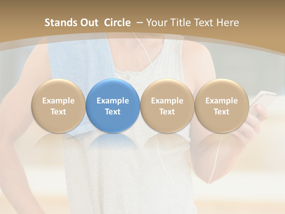 A Man With A Towel And Headphones Is Looking At His Cell Phone PowerPoint Template