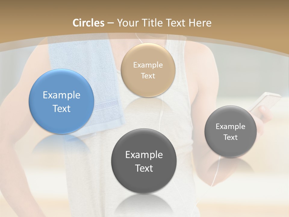 A Man With A Towel And Headphones Is Looking At His Cell Phone PowerPoint Template