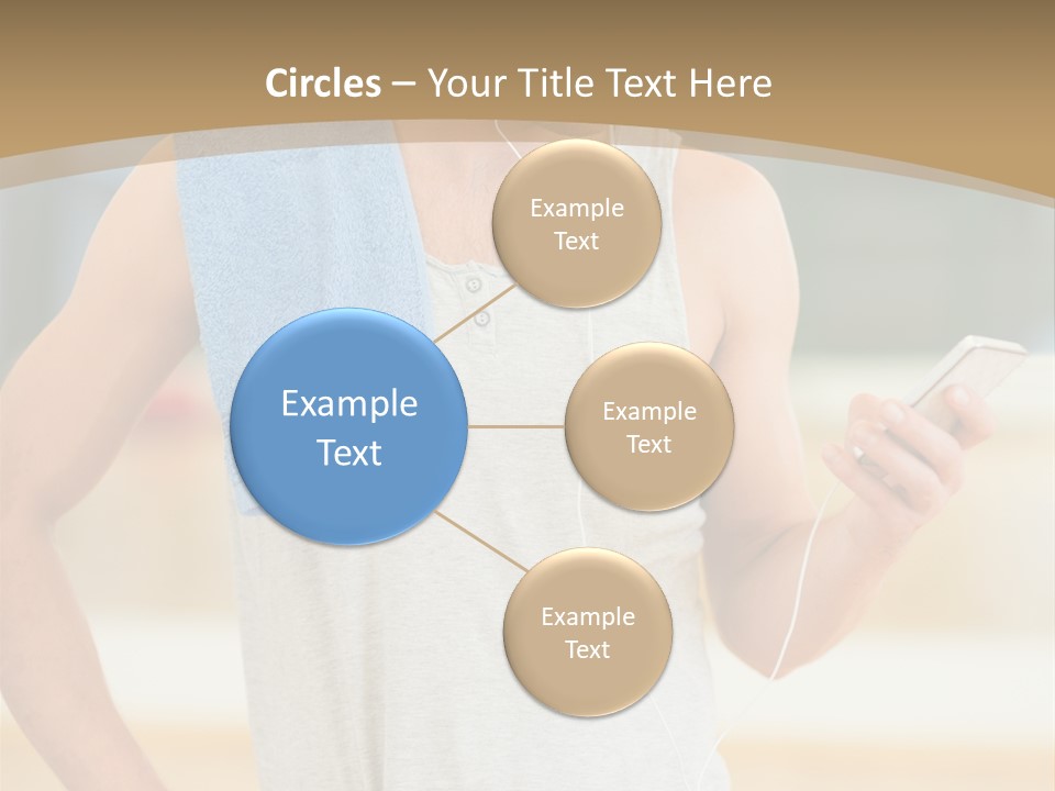 A Man With A Towel And Headphones Is Looking At His Cell Phone PowerPoint Template
