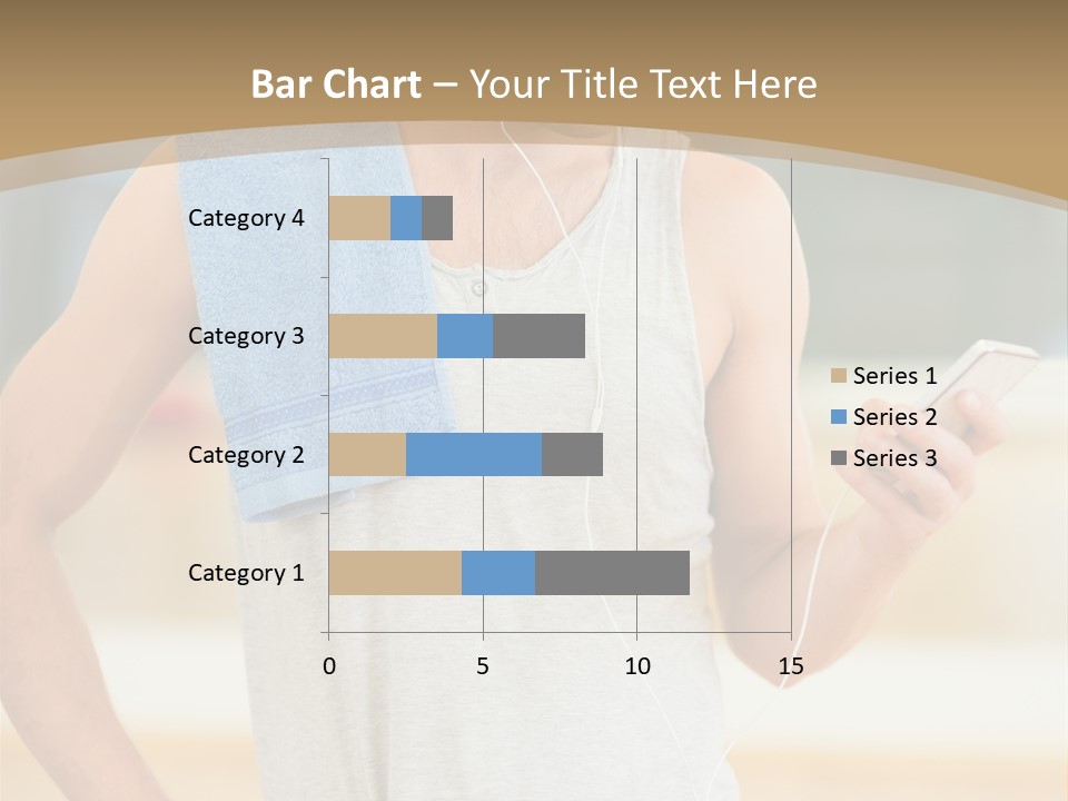 A Man With A Towel And Headphones Is Looking At His Cell Phone PowerPoint Template