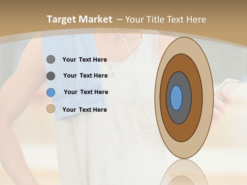 A Man With A Towel And Headphones Is Looking At His Cell Phone PowerPoint Template