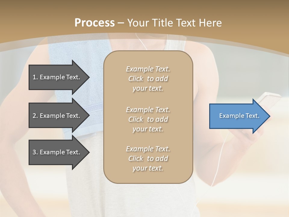 A Man With A Towel And Headphones Is Looking At His Cell Phone PowerPoint Template