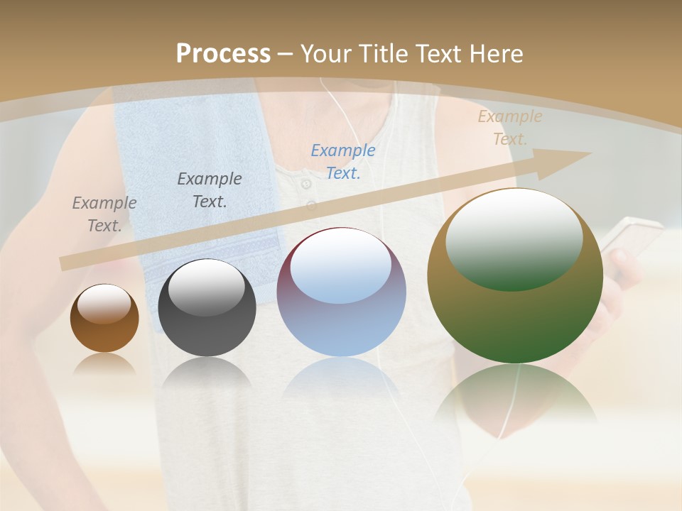 A Man With A Towel And Headphones Is Looking At His Cell Phone PowerPoint Template