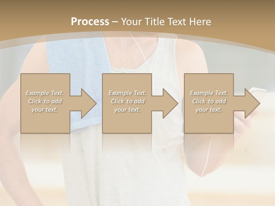 A Man With A Towel And Headphones Is Looking At His Cell Phone PowerPoint Template