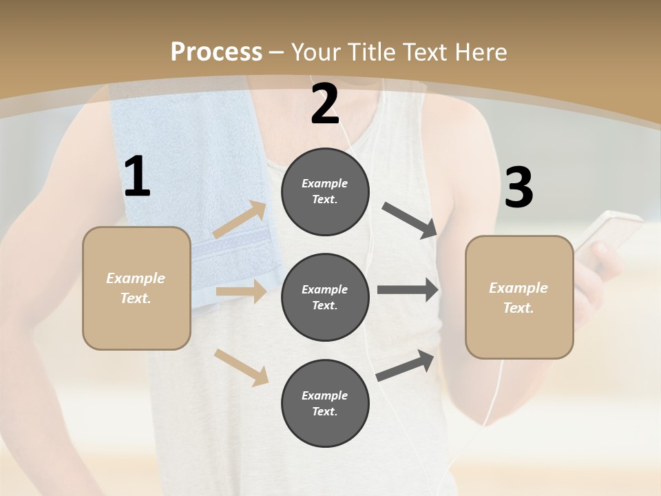 A Man With A Towel And Headphones Is Looking At His Cell Phone PowerPoint Template
