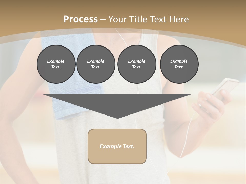 A Man With A Towel And Headphones Is Looking At His Cell Phone PowerPoint Template