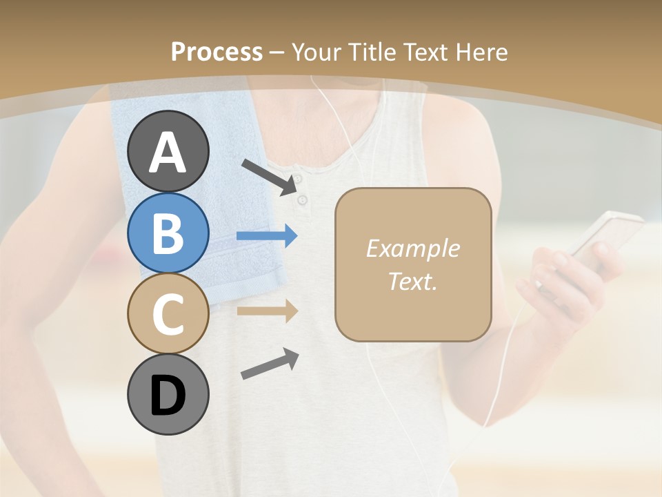 A Man With A Towel And Headphones Is Looking At His Cell Phone PowerPoint Template