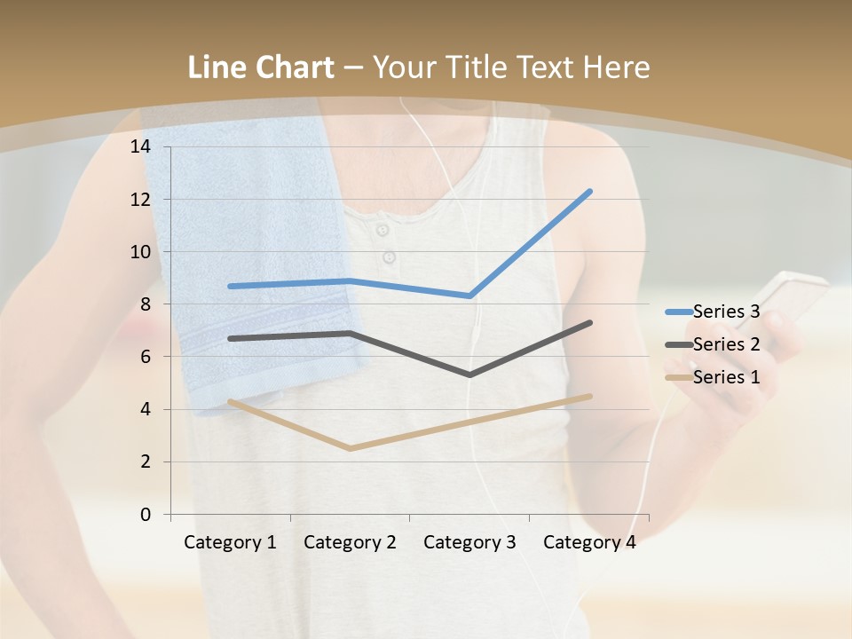 A Man With A Towel And Headphones Is Looking At His Cell Phone PowerPoint Template