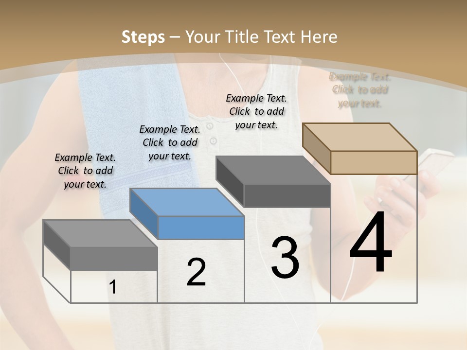 A Man With A Towel And Headphones Is Looking At His Cell Phone PowerPoint Template