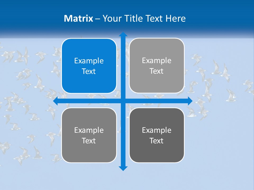 A Flock Of Birds Flying Through A Blue Sky PowerPoint Template