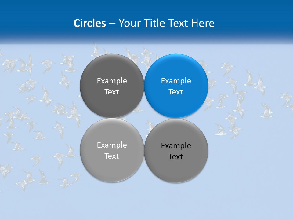 A Flock Of Birds Flying Through A Blue Sky PowerPoint Template