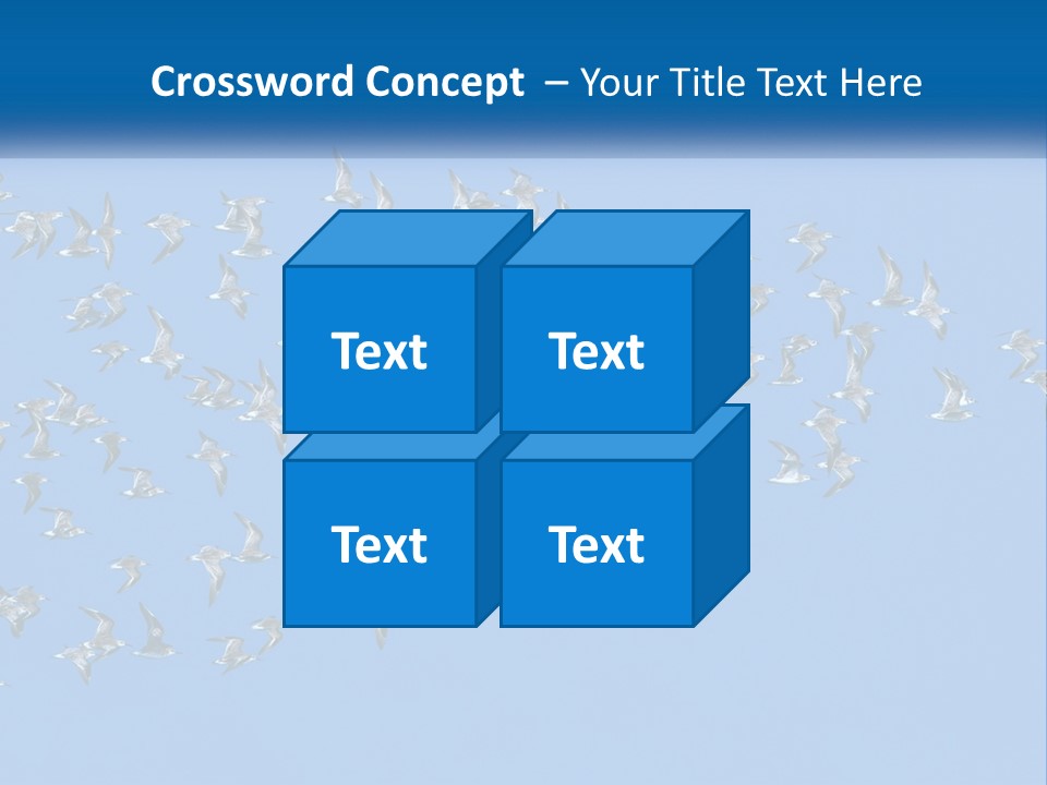 A Flock Of Birds Flying Through A Blue Sky PowerPoint Template