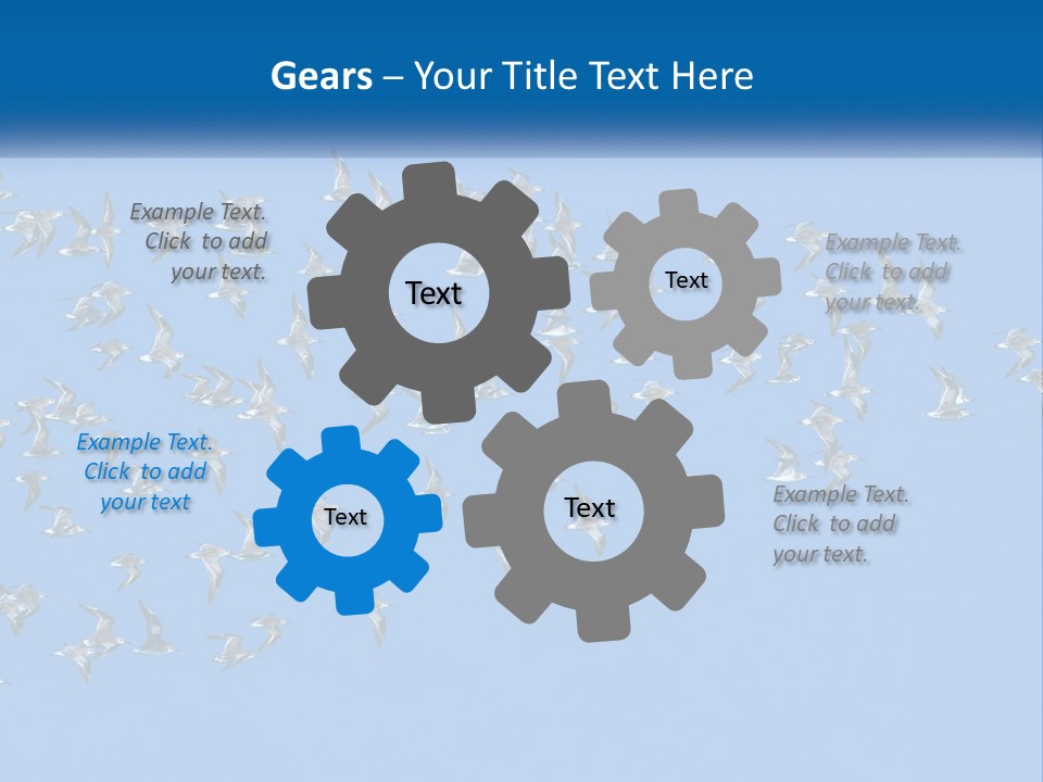 A Flock Of Birds Flying Through A Blue Sky PowerPoint Template