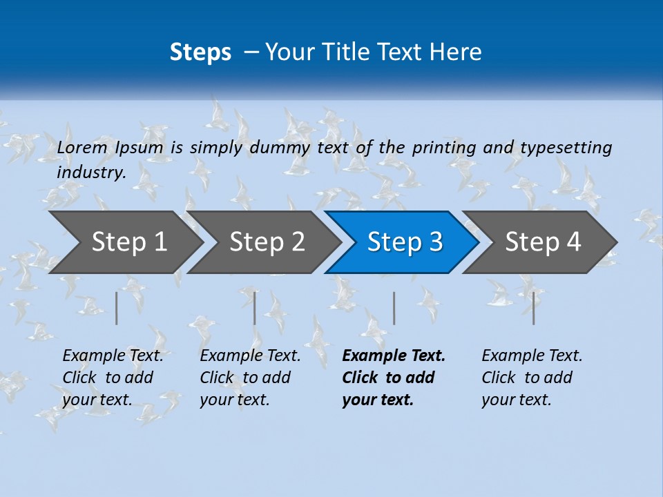A Flock Of Birds Flying Through A Blue Sky PowerPoint Template